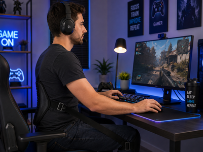 Student or gamer using lumbar posture support device